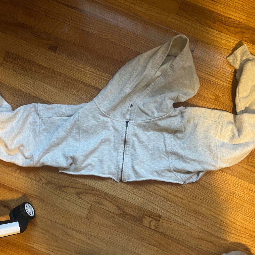 FP Movement by Free People Gray Sweater For The Win Collection crop zip up